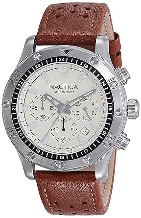 Chronograph Beige Dial Mens Watch-NAD16545G