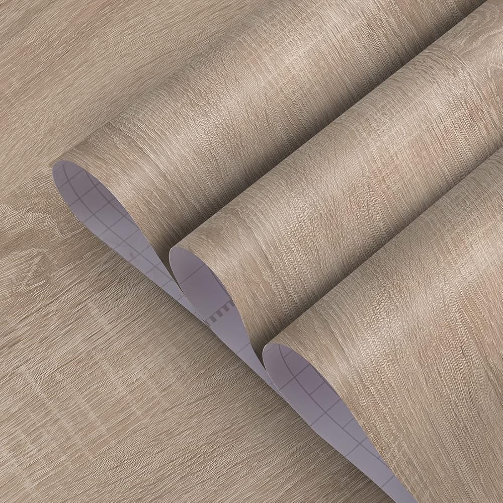 TOTIO Grey Oak Texture Self Adhesive Wallpaper 16x118in Wood Grain Vinyl
