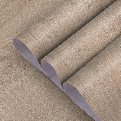 TOTIO Grey Oak Texture Self Adhesive Wallpaper 16x118in Wood Grain Vinyl