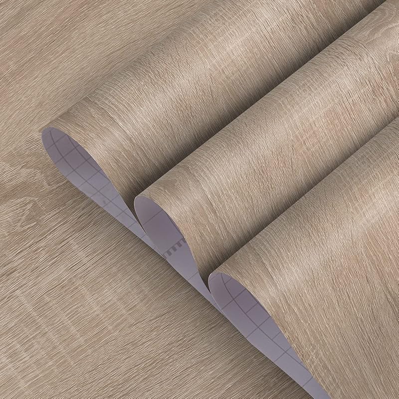 TOTIO Grey Oak Texture Self Adhesive Wallpaper 16x118in Wood Grain Vinyl