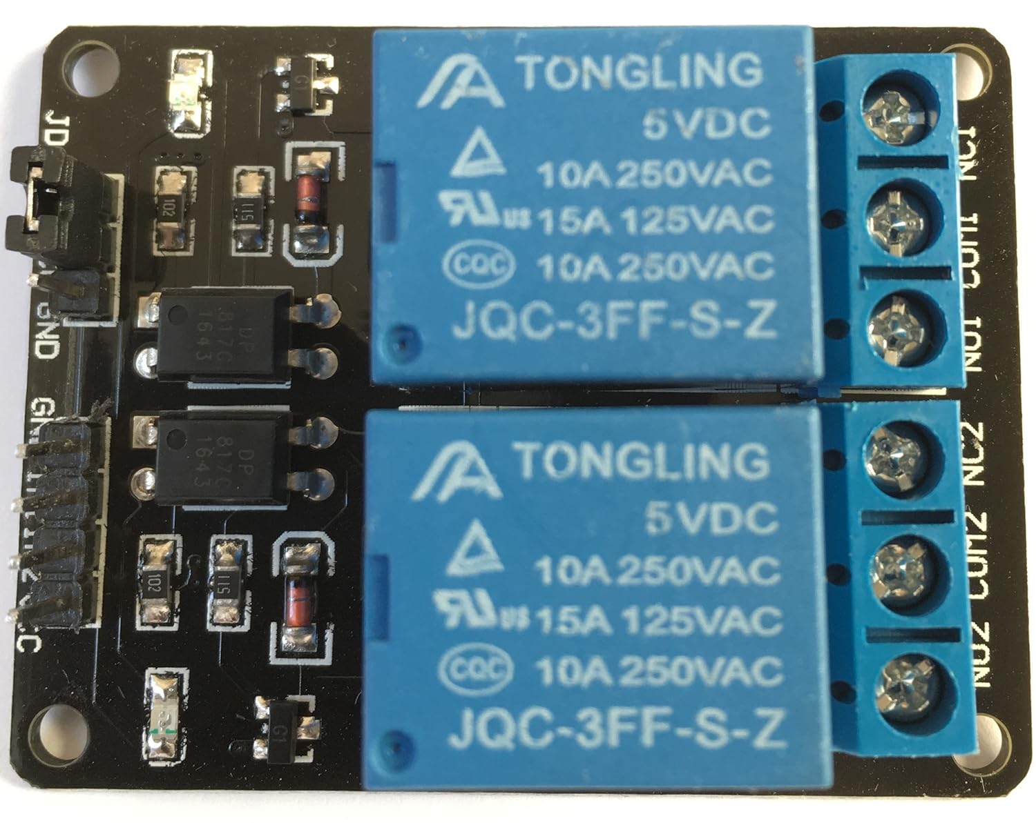 5 V DC 2channel, low level trigger, power relay module, JQC3FFSZ