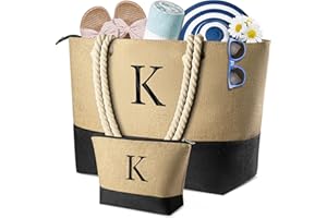 TOPEAST Christmas Gifts for Women - Beach Bags with Makeup Bag Travel Essential Christmas Birthday Gifts for Mom Friends