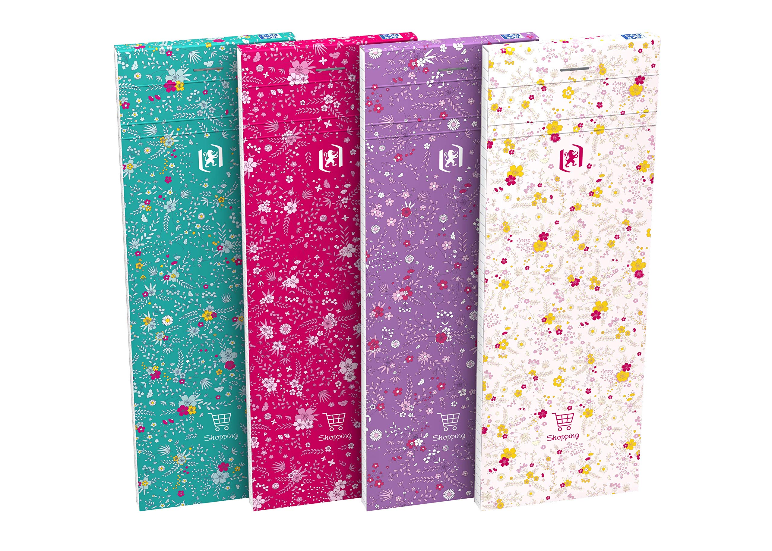 Oxford 400111054 Forme Floral Shopping Planner Pack of 10 Lined Pads with 80 Sheets Each in 3 Colours