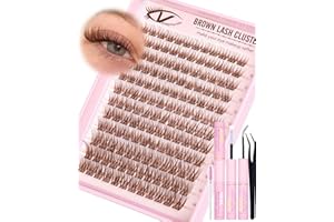 Brown Wispy Lash Clusters Kit Natural Eyelashes Clusters 10-16mm Cluster Eyelash Extensions C Curl Cluster Lashes DIY Eyelash