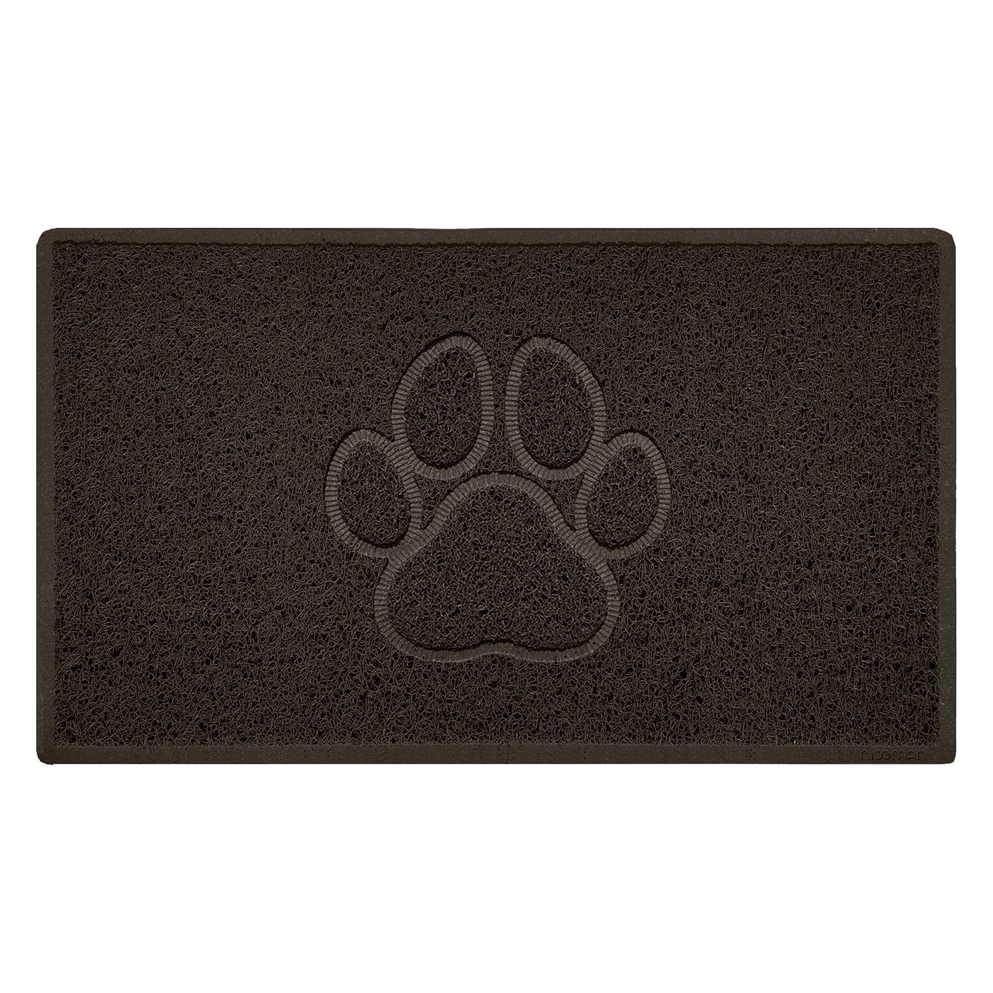 Nicoman PAW Shape Cat Litter Box Mat, Dog Food Feeding Tray Matt, Non-Slip, Easy Clean, Washable(75x44cm,Medium),BROWN