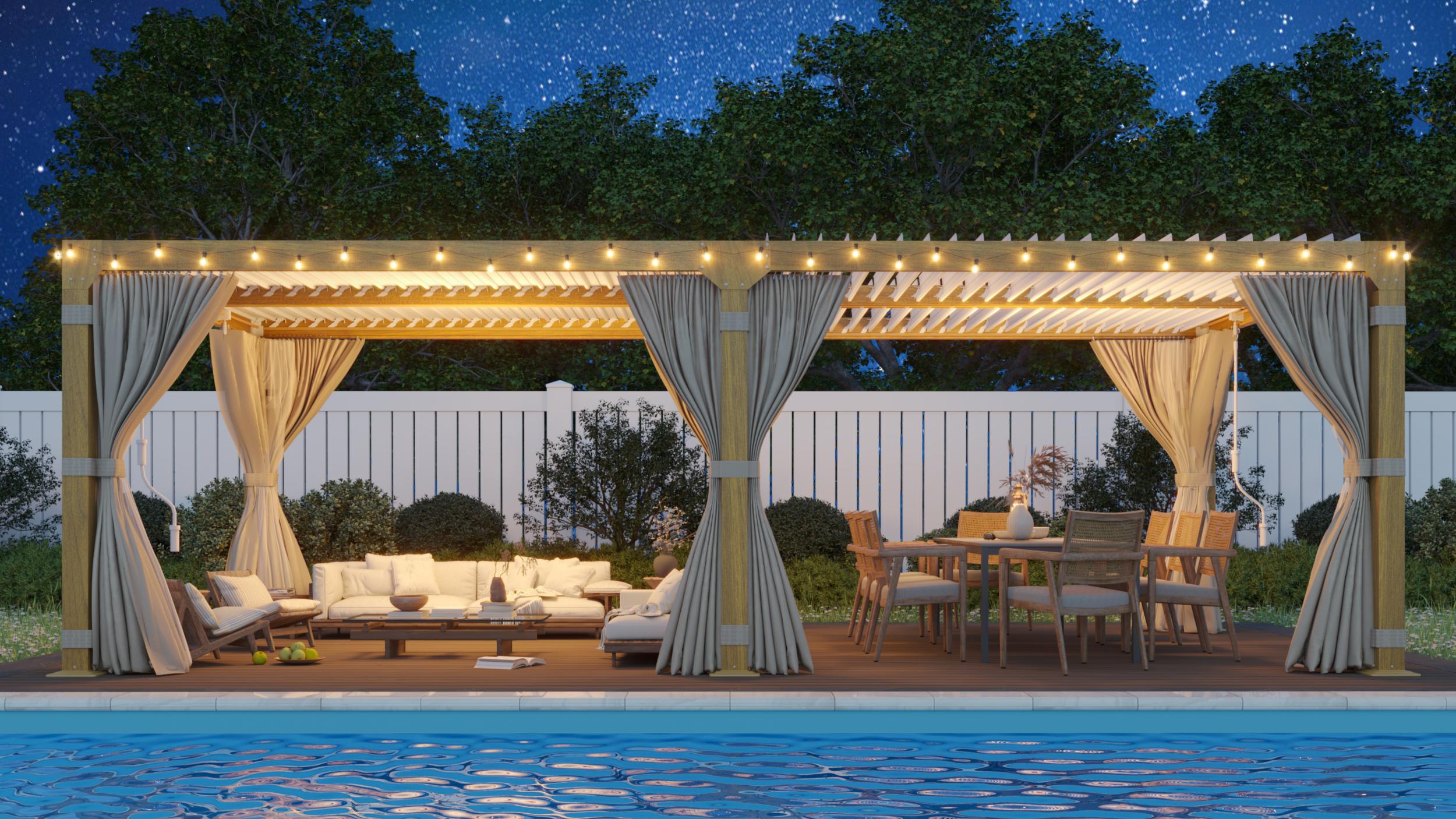 UPHYB 12x24 Louvered Pergola Review: Adjustable Roof with Curtains and Mesh image 22
