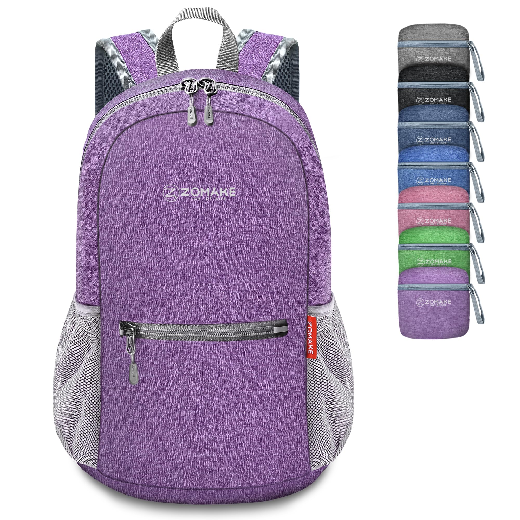 ZOMAKE Lightweight Foldable Backpack, Packable Rucksack Folding Small Back Pack 10L Foldaway Ultralight Daypack Collapsible for Women Men Travel Hiking Walking (Purple) — image 1