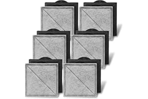 TOGGATH Cat Water Fountain Replacement Charcoal Filter Square Compatible with Petsafe Premier, Ion-X, Outlast Pumpless & Viva Pet Water Fountain, Carbon Filters for Cat and Dog Indoor (BLACK, 12 PACK)