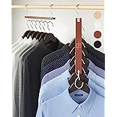 MORALVE Space Saving Hangers for Closet – 4 Pack European Beechwood 6-Tier Shirt Organizer with 360° Swivel Hook – Collapsible Clothes Hanger for Closet Organization (Hangers Not Included)