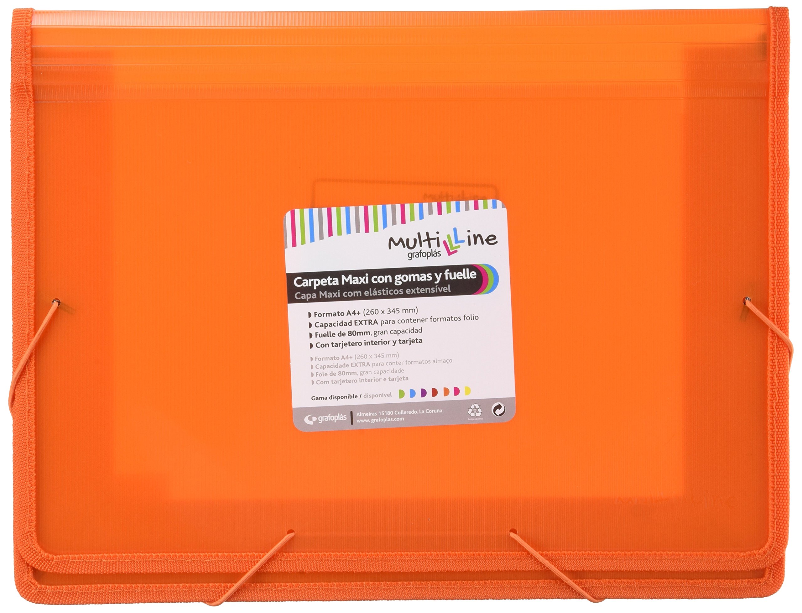 Economic grafoplas 4802052 Folder with Elastic Bands and High Capacity Thanks to its Bellows, Orange, A4 +