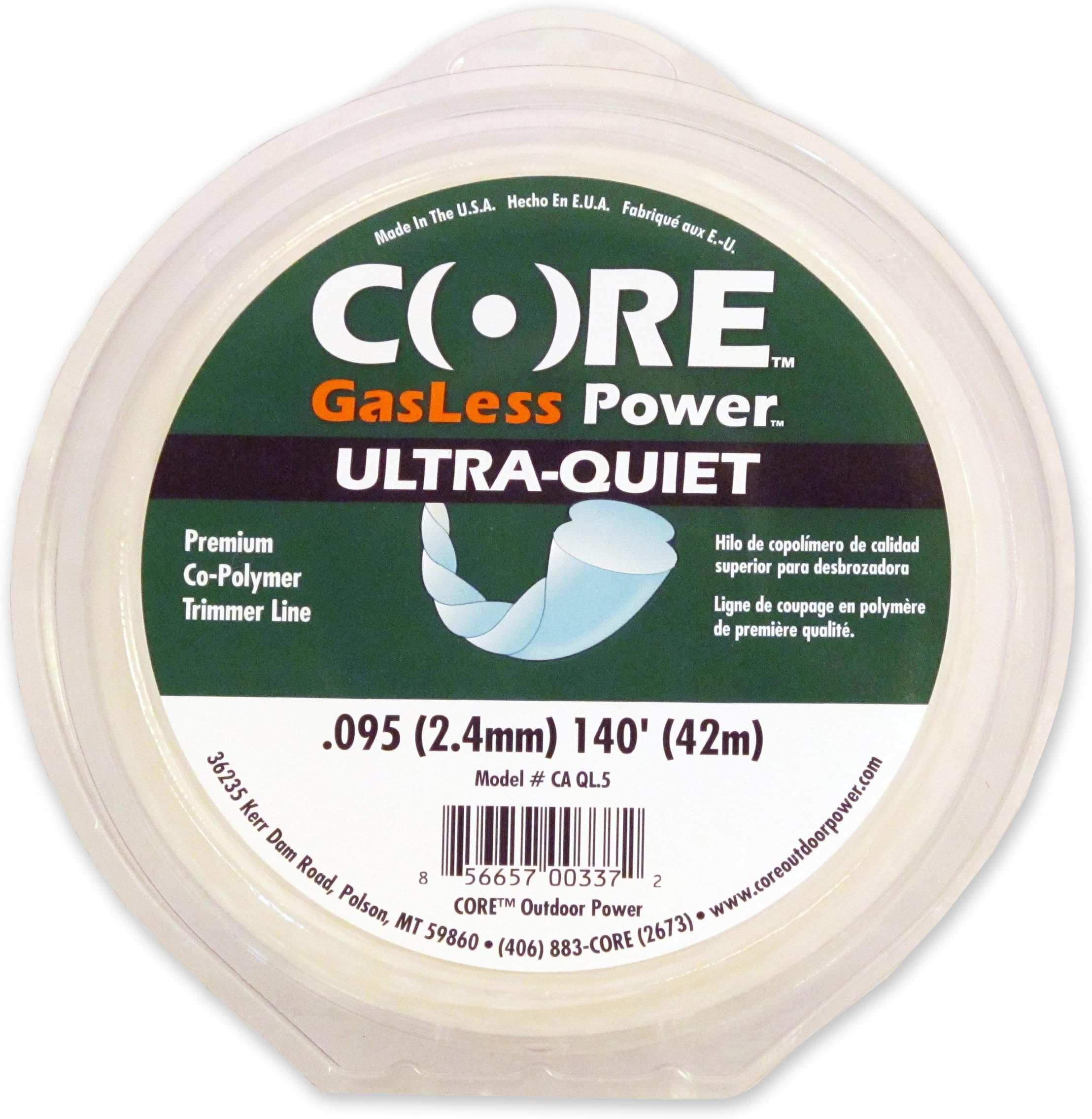 CORE GasLess Power CAQL.5 Premium Co-Polymer Trimmer Line, 1/2-Pound