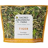 Tiger Herbal Tea | Sacred Blossom Farm | 1.9 oz. Loose Leaf | Energy and Focus* | Minimally Processed Wisconsin-Grown Herbal Tea & Medicinal Herbs | Caffeine Free Coffee Replacement | Handmade in USA