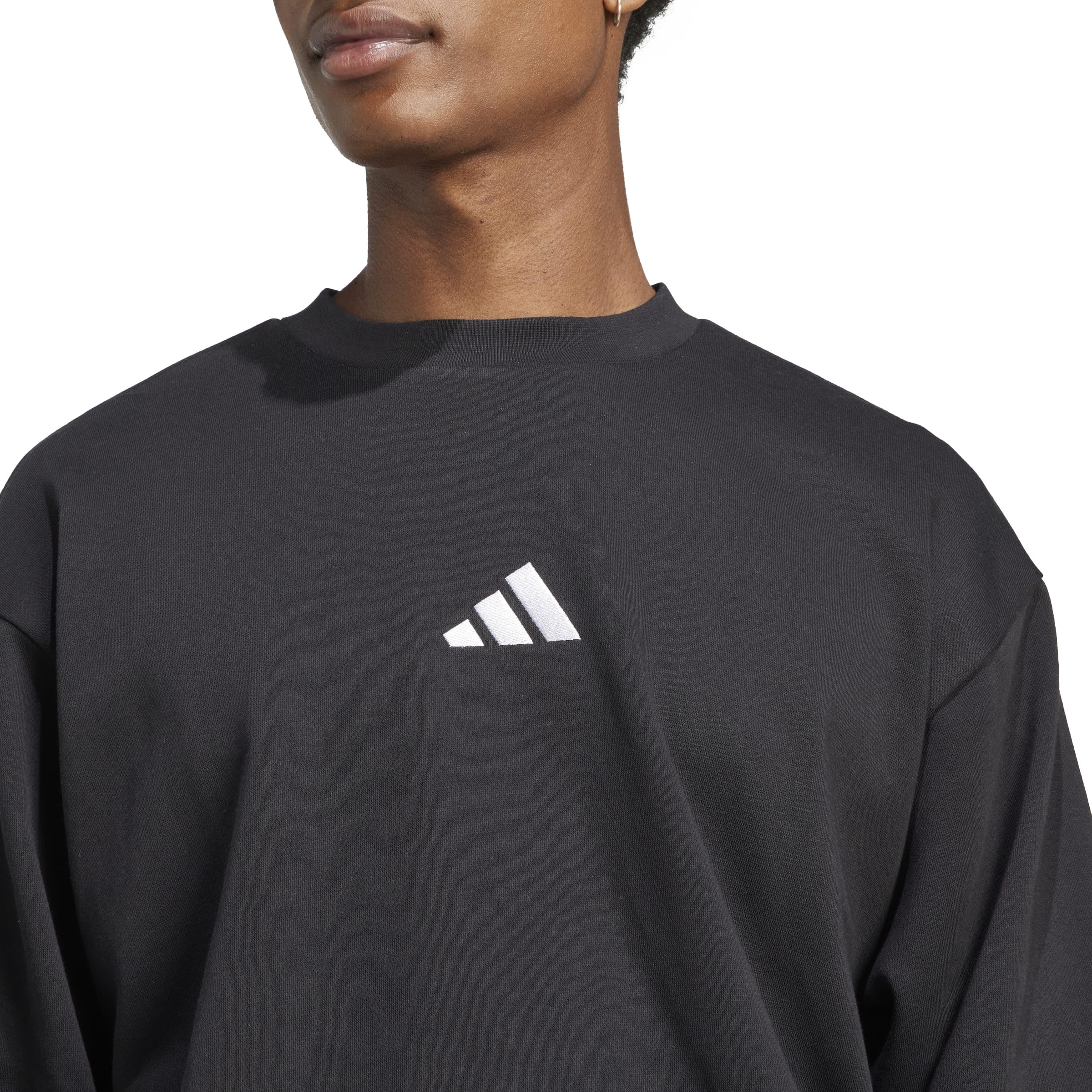 adidas Herren Essentials FEELCOZY Fleece Sweatshirt, Black/White, M 4
