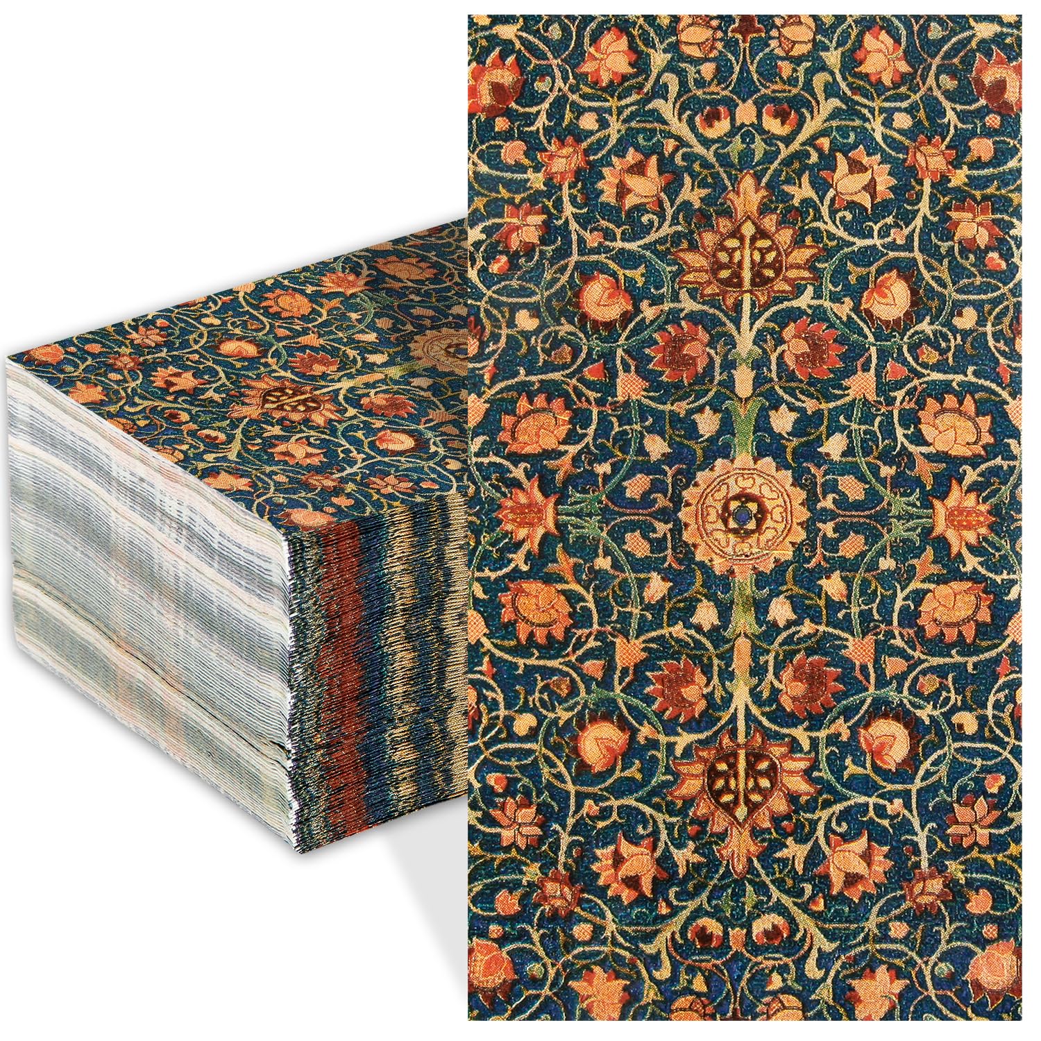 Photo 1 of 100 Pack William Morris Guest Napkins Vintage Floral Blue Paper Napkins Disposable Paper Hand Towels Dinner Baby Shower Party Supplies Decorative Napkins - 4.3 X 7.8 Inches