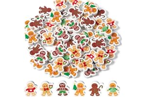 Haooryx Christmas Gingerbread Men Erasers - 60Pcs Novelty Mini Gingerbread Men Pencil Eraser Bulk 3D Desk Puzzle Erasers for Classroom Student Reward Xmas New Year Party Favor Gift Filler Supplies