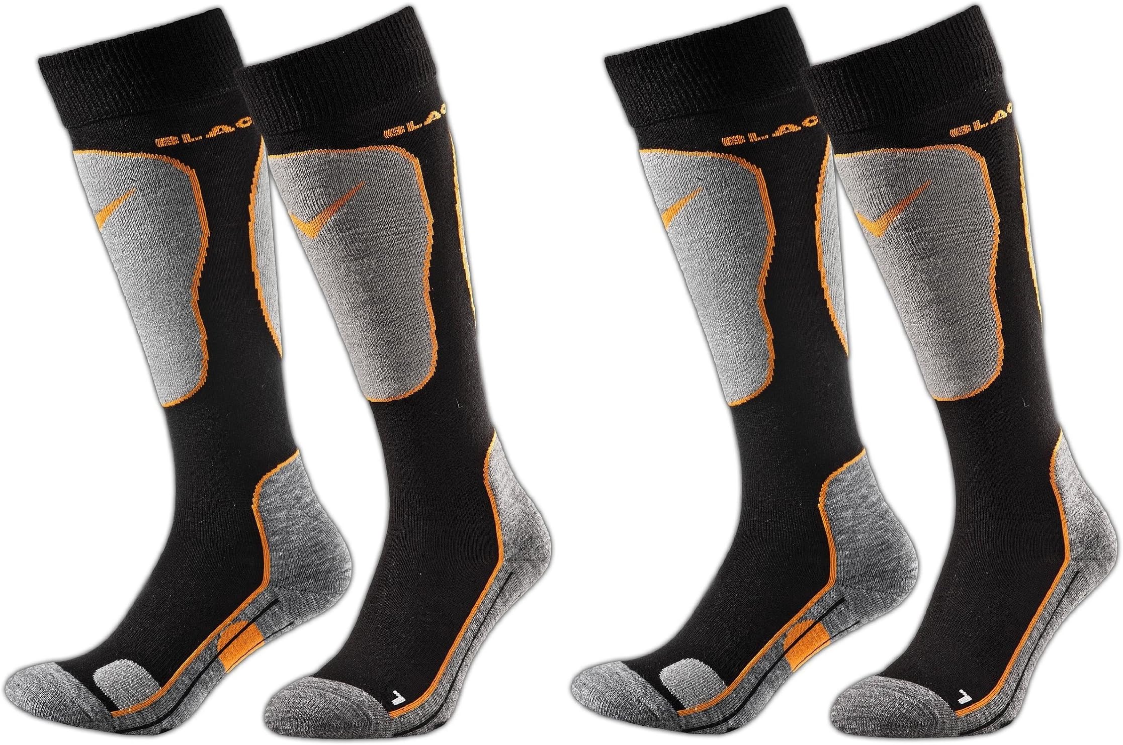 Black Crevice 2 Pairs Ski Snowboard Socks with Cushioning Function/Unisex / 2 Colours / 3 Sizes