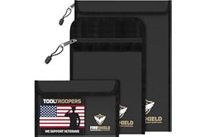TOOL TROOPERS FIRESHIELD PRO Upgraded 2000°F Fireproof Document Bag 3-Pack – Fire & Water Resistant Money Pouch for Cash – Safe Storage for Family Photos, Jewelry, Passport & Important Documents – Size: S, M & L