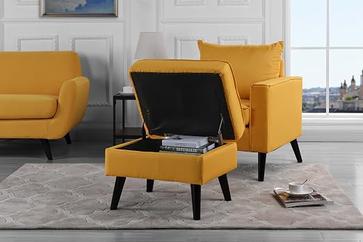 Mid Century Modern Living Room Large Accent Chair With Footrest Storage Ottoman Yellow Amazon In Home Kitchen