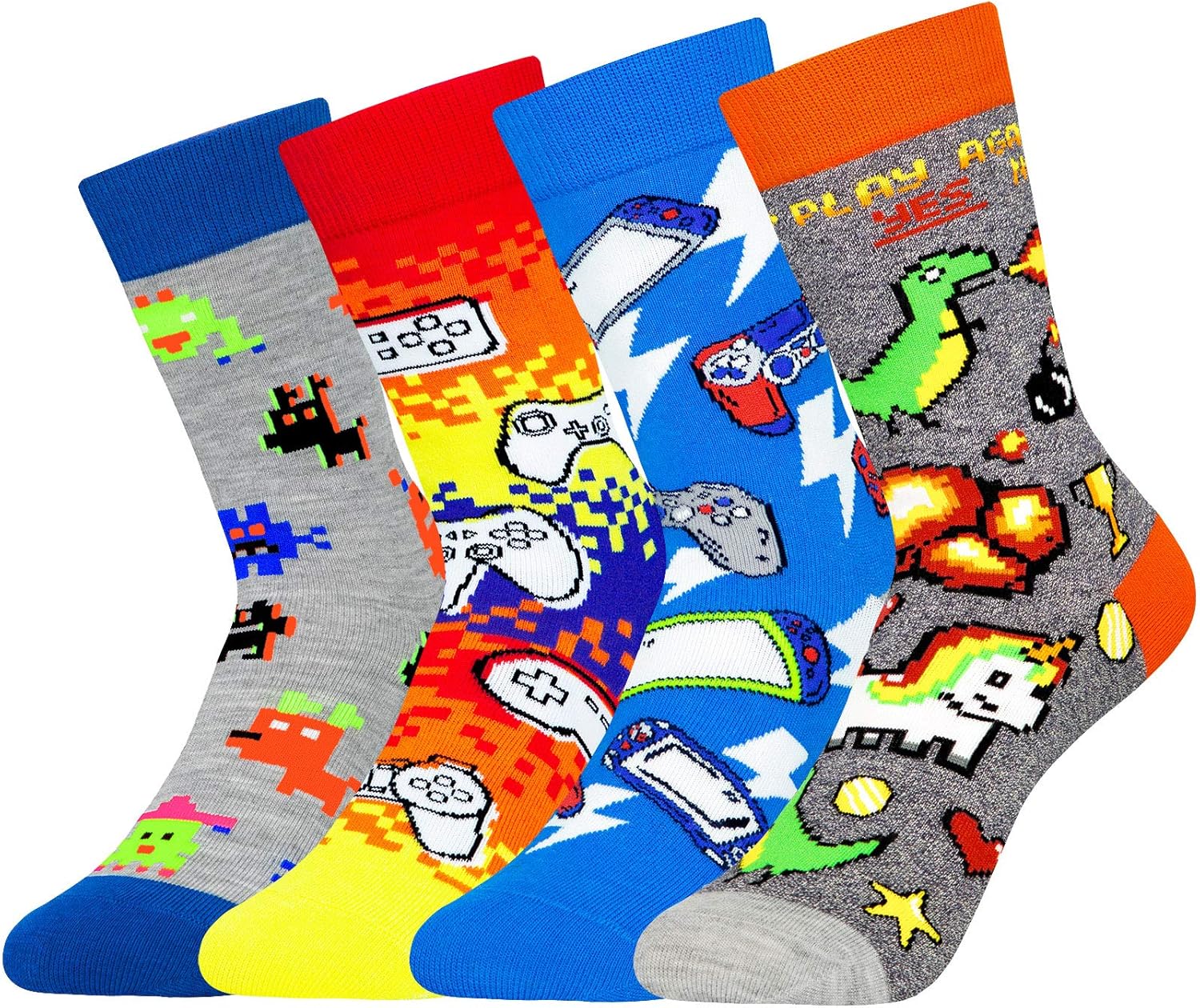 4 Pack Kids Boys Girls Novelty Crew Socks Funny Cartoon Cute Animal Food Avocado Pineapple Cat: Clothing