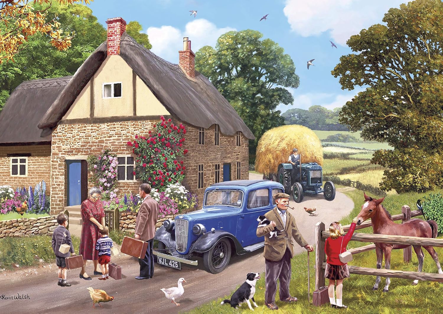 Gibsons The Evacuees 4 x 500 Piece Jigsaw Puzzle Set, Nostalgic WW2 Countryside Scenes by Kevin Walsh - Image 3