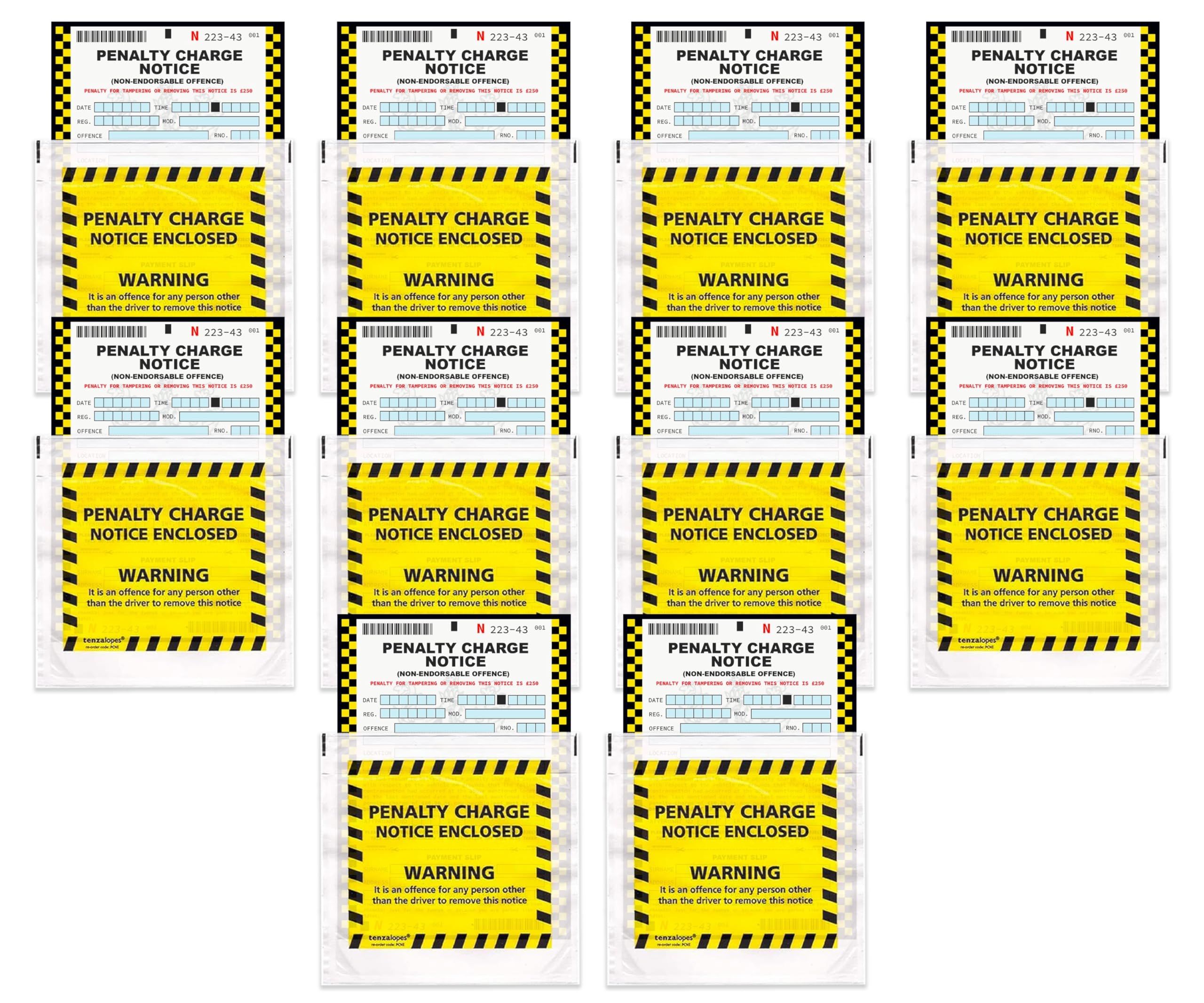 Tigoli Funny Fake Penalty Charge Notice Prank Set – Hilarious Joke Parking Ticket Gag with Realistic Envelope Wallet | Great Novelty Gift for Friends, Family & Co-Workers (10 Pack)