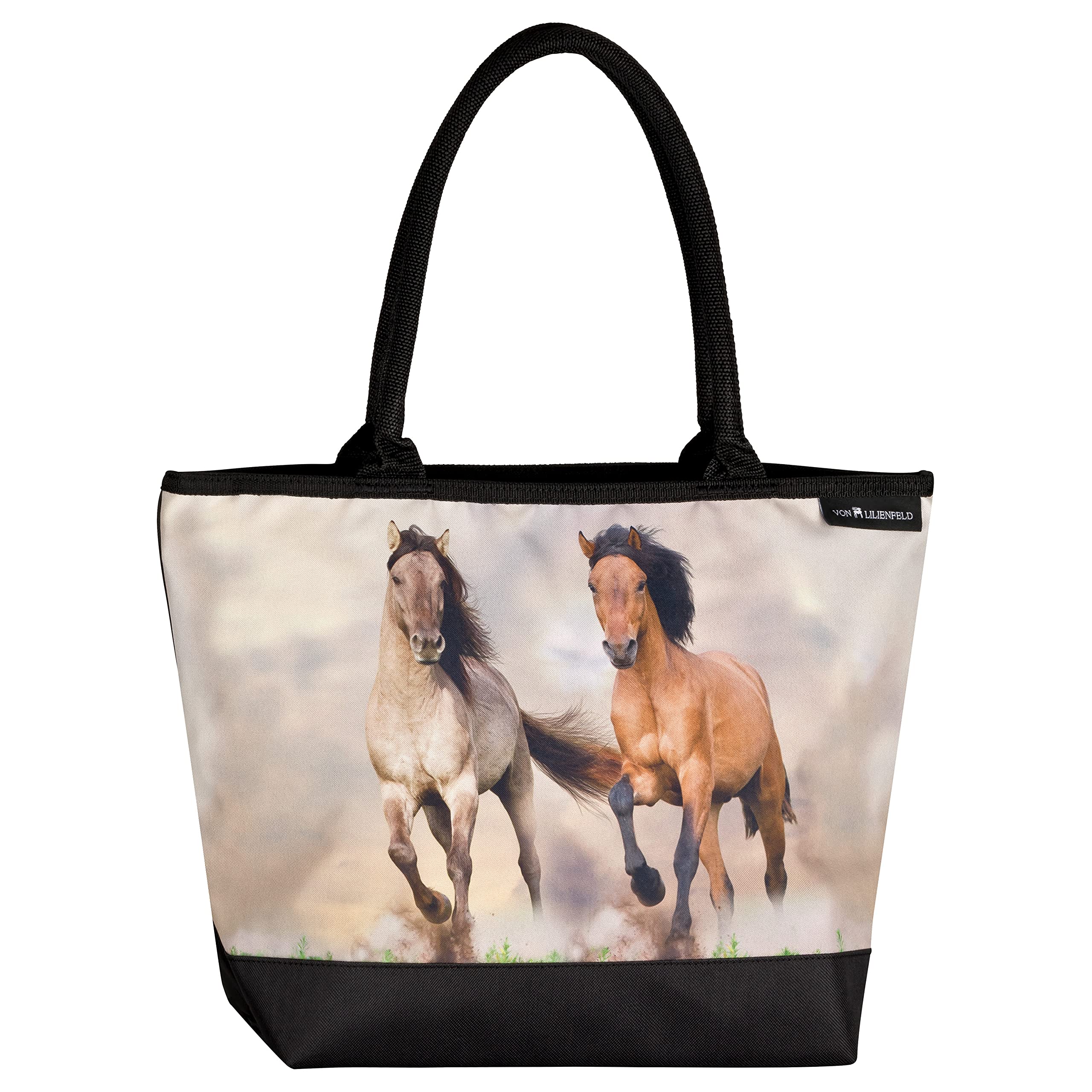 VON LILIENFELD Handbag Wild Horses Design Shopper Dimensions L 42 x H 30 x D 15 cm Beach Bag Handbag Office, multicoloured, Contemporary