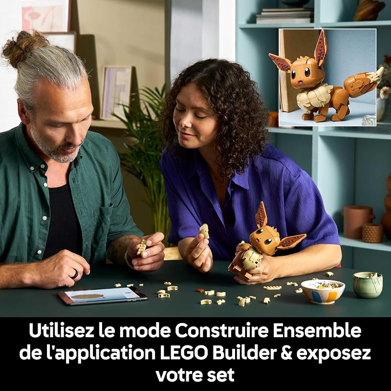 Pokémon Évoli - Figurine - Set de Construction pour Adulte - Maquette Anime avec Membres, Oreilles & Queue Articulés - Décoration de Chambre ou Bureau DIY - Idée de Cadeau Gaming Collector 72151