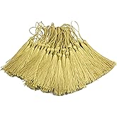 100Pcs 5 Inch Silky Bookmark Tassels for Jewelry, Souvenir(Light Gold) | Soft Silky Floss Tassels with 2-Inch Cord Loop and Small Chinese Knot, Suitable for Jewelry Making and DIY Crafts