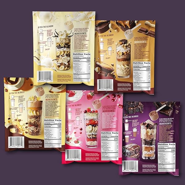 FLAVCITY GRASS FED WHEY PROTEIN POWDER – VARIETY PACK – 25G PROTEIN & 10G COLLAGEN – 5 SINGLE SERVE PACKETS – MADE WITH ORGANIC REISHI & CORDYCEPS – GLUTEN FREE & NO ADDED SUGARS