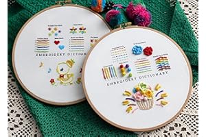Ebherys Level 1 Hand Embroidery Kits, Basic Stitches for Beginners, 2 Sets as a Pack1 Hoop Stamped Cloth 2 Needles with Instructions, 12Embroidery Stitches Practicing Kits(Duck&Flowers)