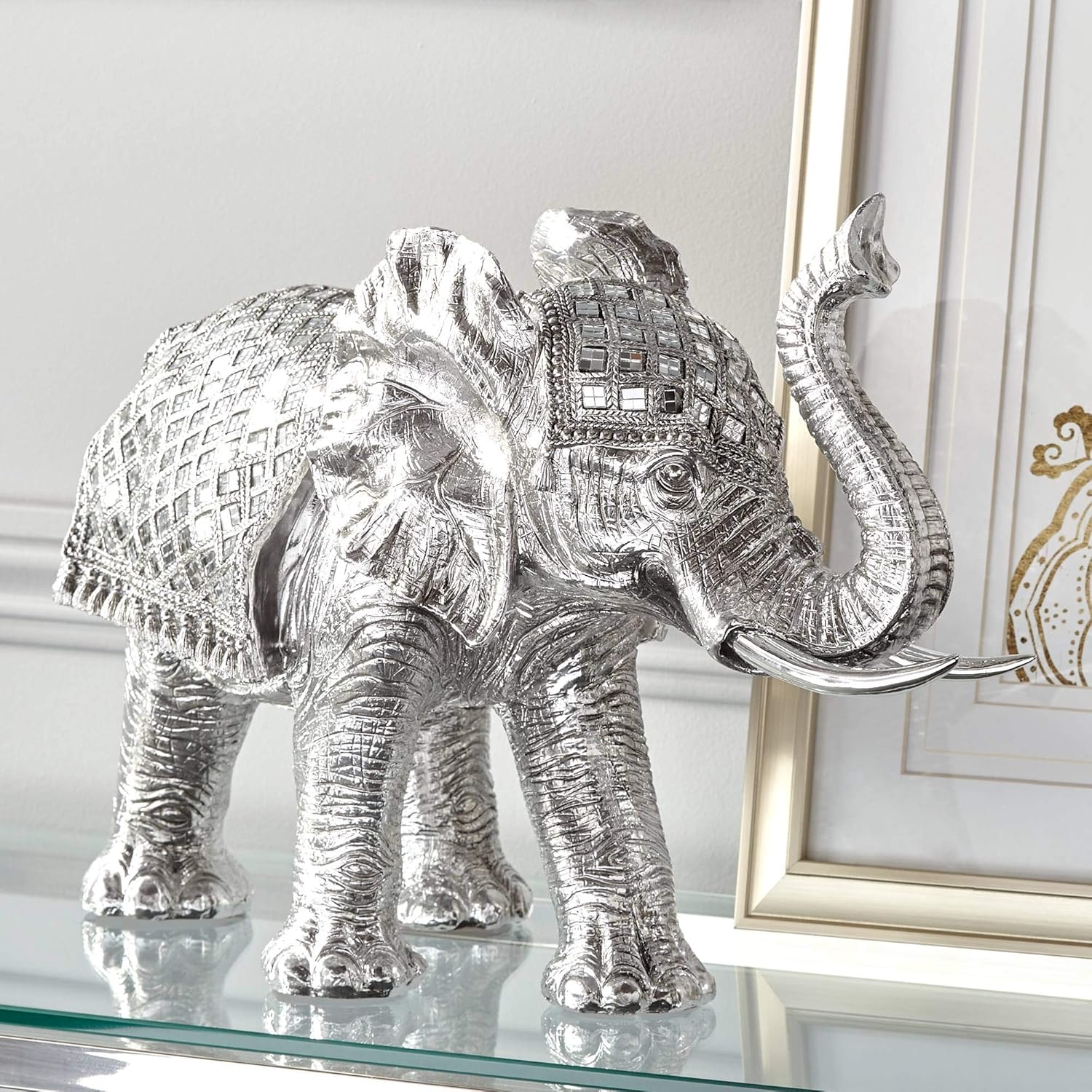 Studio 55D Walking Elephant 12 3/4" High Silver Statue