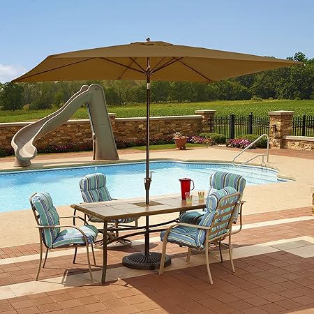 Amazon Com Adriatic 6 5 Ft X 10 Ft Rectangular Market Umbrella In Stone Olefin Patio Umbrellas Garden Outdoor