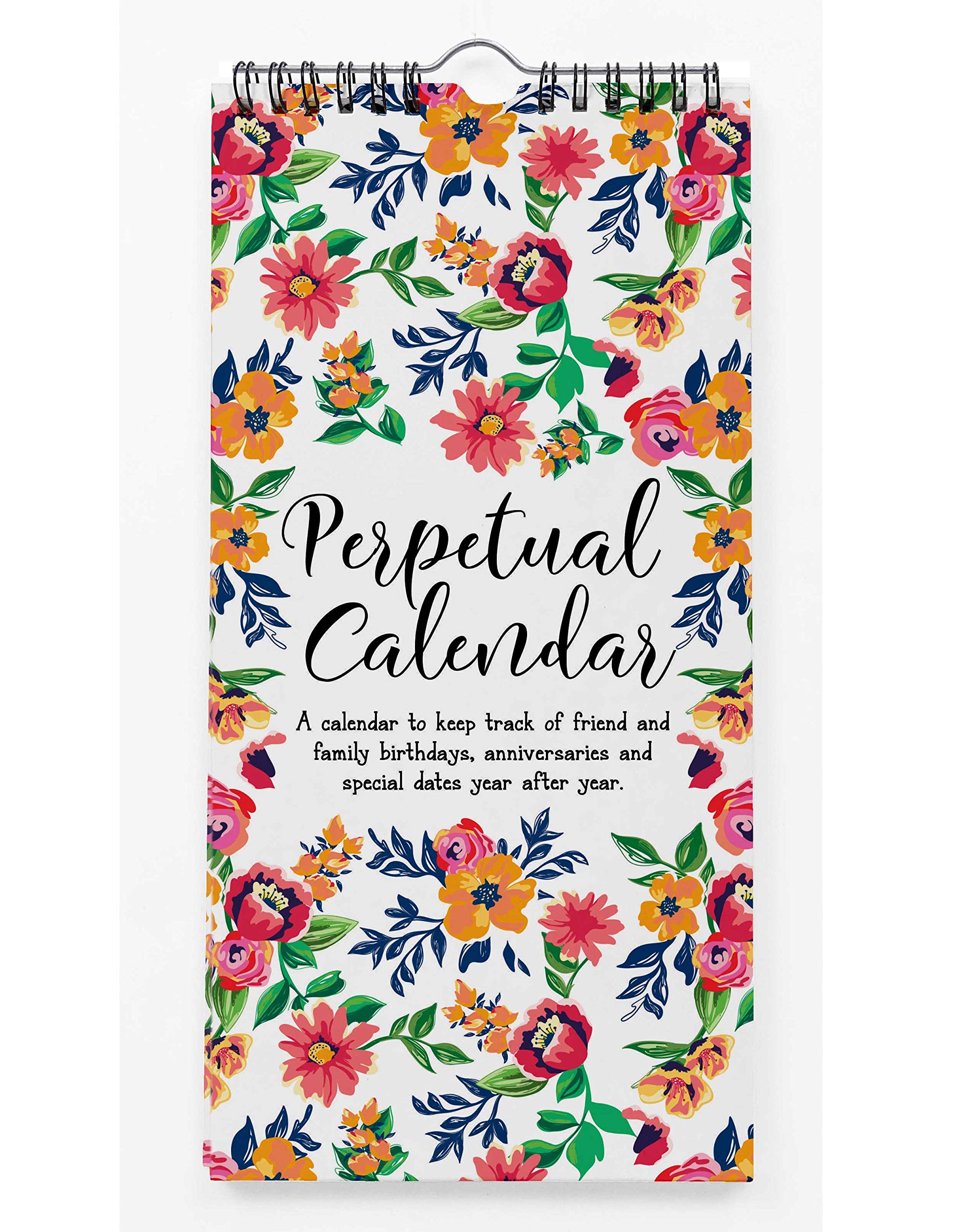 Inkdotpot Floral Perpetual Calendar Birthday Wall Hanging Anniversary Special Event Reminder Calendar Book Journal Stationary Wall Hanging Birthday Gift Card Planner Organizer