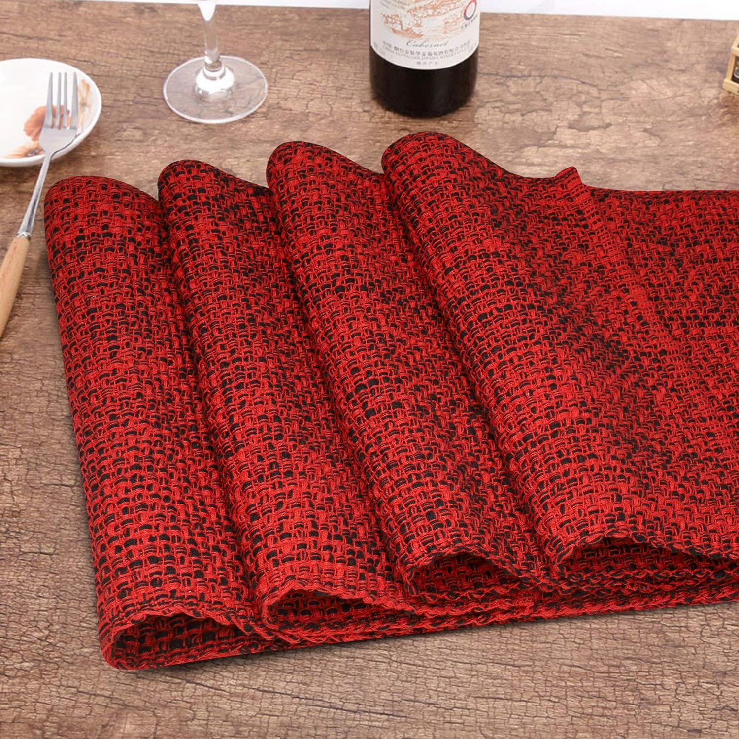 Urban Villa, 100% Cotton Two Tone Place Mats,14''x 20'' Over Sized,Set of 6,Blue/White, Every Day Use,Heavier Quality: Home & Kitchen