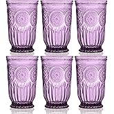 Yungala Purple Highball Glasses Set of 6 — 10 oz Tall Drinking Glasses