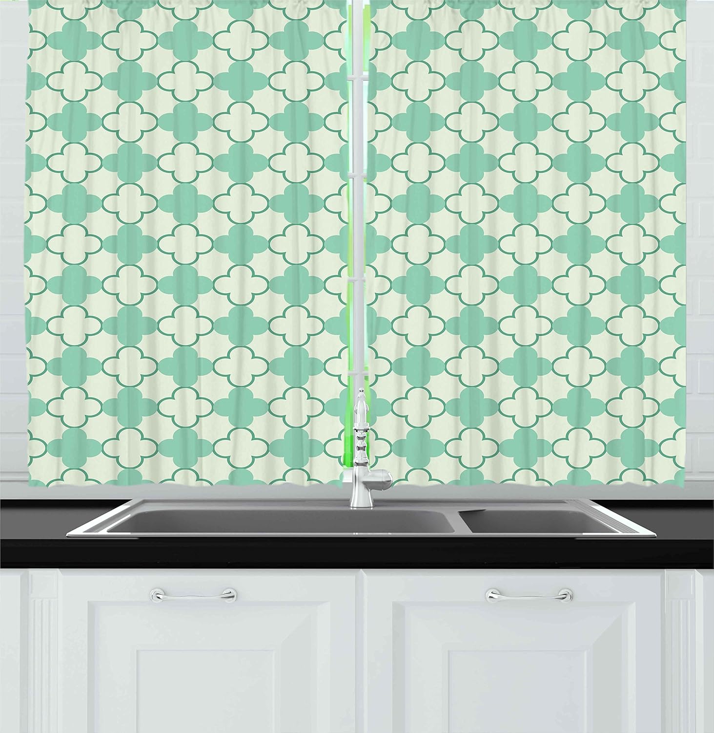 Amazon Com Ambesonne Mint Kitchen Curtains Victorian Style Old