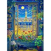 Cat in Paris. TUMBAUMBA, Puzzles for Adults 1000 Pieces, Detailed Art Puzzle, Mate Finish Jigsaw Puzzles, Poster Included, Challenging Atmospheric France Puzzles, Cozy Evening Paris Scene