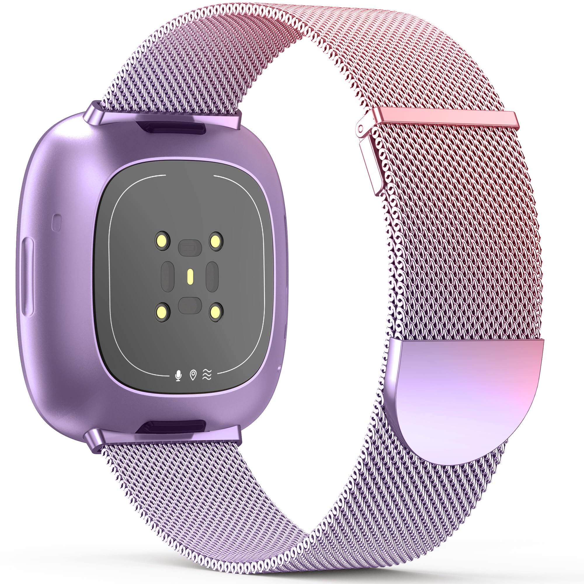 Higgs Replacement Strap Compatible with Fitbit Versa 3/Fitbit Sense/Sense 2 Wristband for Women/Men, Dual Magnetic Adjustable Wristbands for Versa 3/Sense 2/Sense, Colourful Smooth Stainless Steel