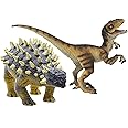 Gemini&Genius Ankylosaurus and Velociraptor Dinosaur Toys for Kids, Lifelike Dino Action Figures, Great for Collection Gifts, Cake Toppers, Toddler Stocking Stuffers, Kids Fun Party Favors
