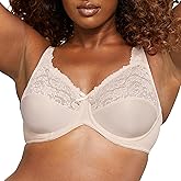 Bali Womens Lilyette Minimizer Underwire Bra with Lace Trim, Microfiber Full Coverage Bra