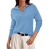 PRETTYGARDEN Women's Fall Quarter Zip Pullover Sweaters 2026 Dressy Casual Long Sleeve V Neck Collared Knit Jumper Tops