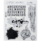 Stampers Anonymous Tim Holtz Cling Rubber Stamp Set 7 by 8.5-in Worn Text 0364 f