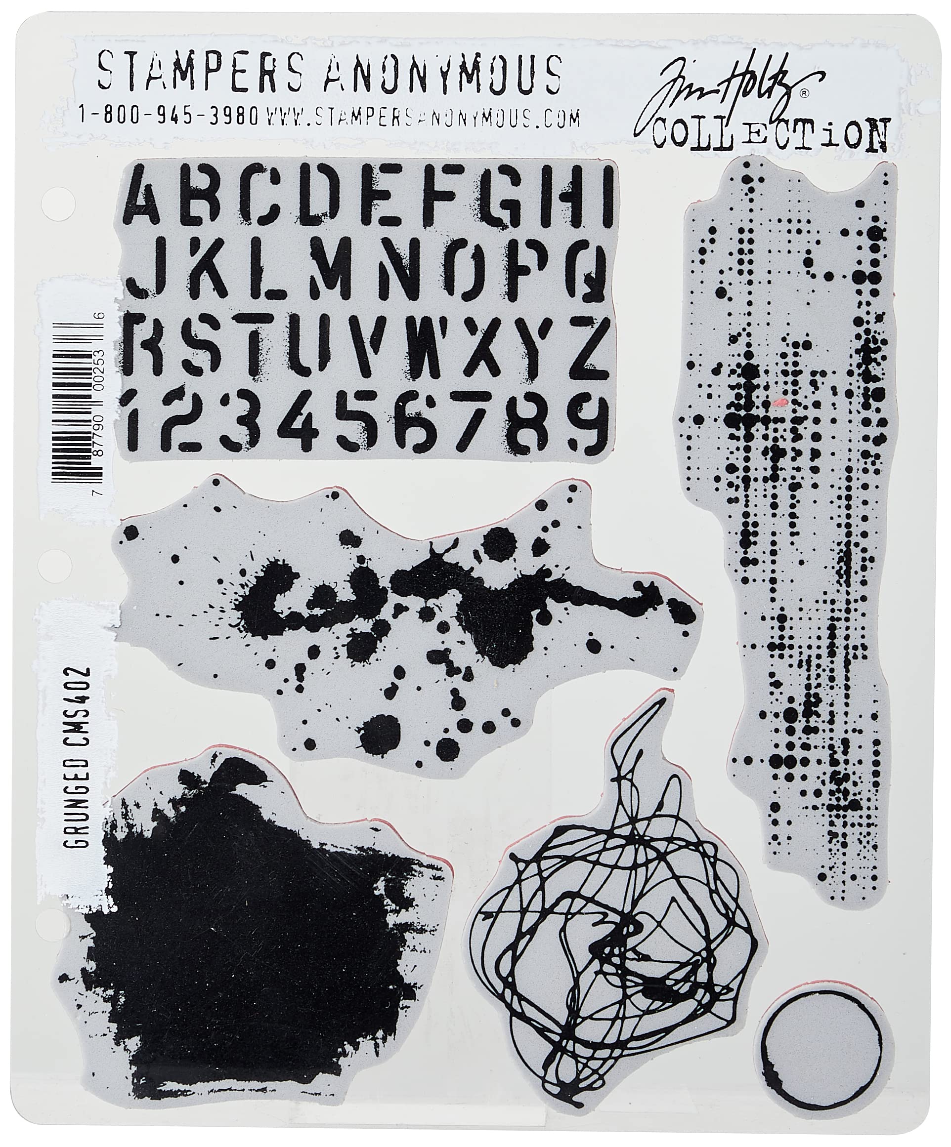 Tim Holtz - Stampers Anon Cling RBBR Stamp Set Grunged, One Size