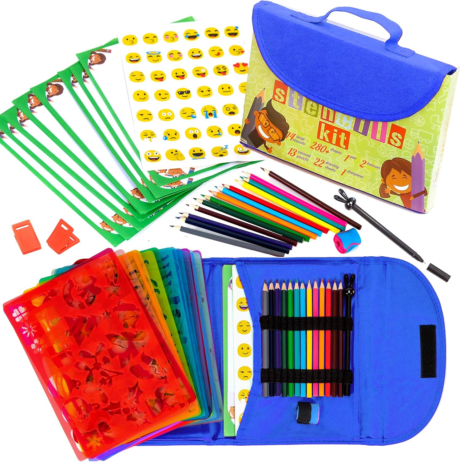 Drawing Stencils Set for Kids (55 Piece), Arts and Crafts Set for Girls & Boys