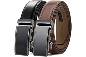 CHAOREN Mens Dress Belt Leather 2 Pack - Mens Ratchet Belt for Dress Shirt and Pants Every Occasion (32mm)