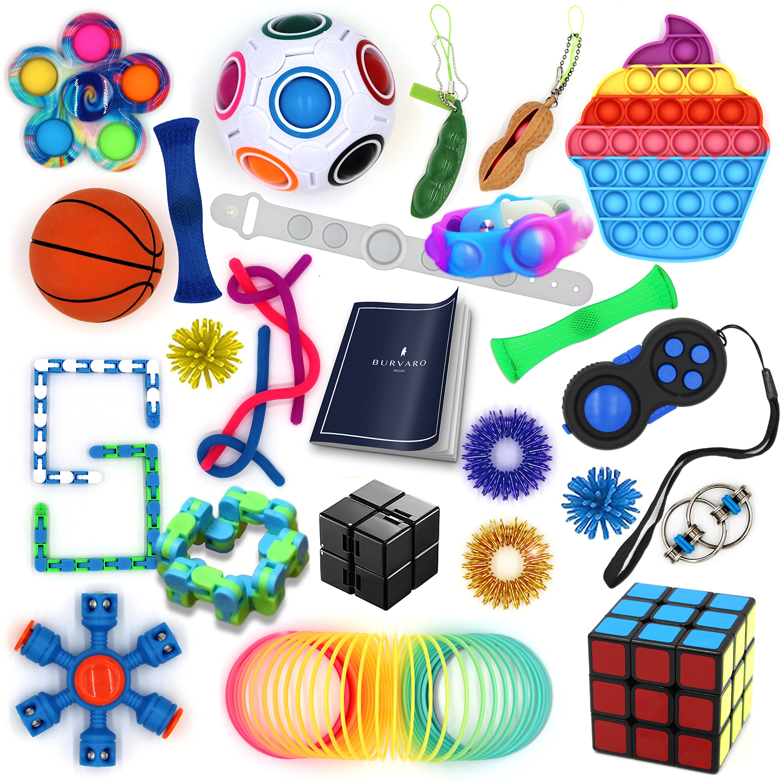 BURVARO Fidget Toy Pack, Anxiety Relief, Party Bag Fillers, Fidget Toys For Kids Adults, Sensory Toy - Decompression Toys, ADHD Stress Relieve Autism set.