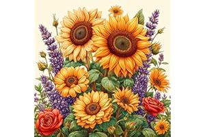 mrpwnle Diamond Painting Kits for Adults-Sunflowers Diamond Art Kits for Adults Beginners, 5D Diamond Painting Sunflowers, DIY Full Drill Flower Diamond Painting Gem Art Crafts 14 x 14 Inch