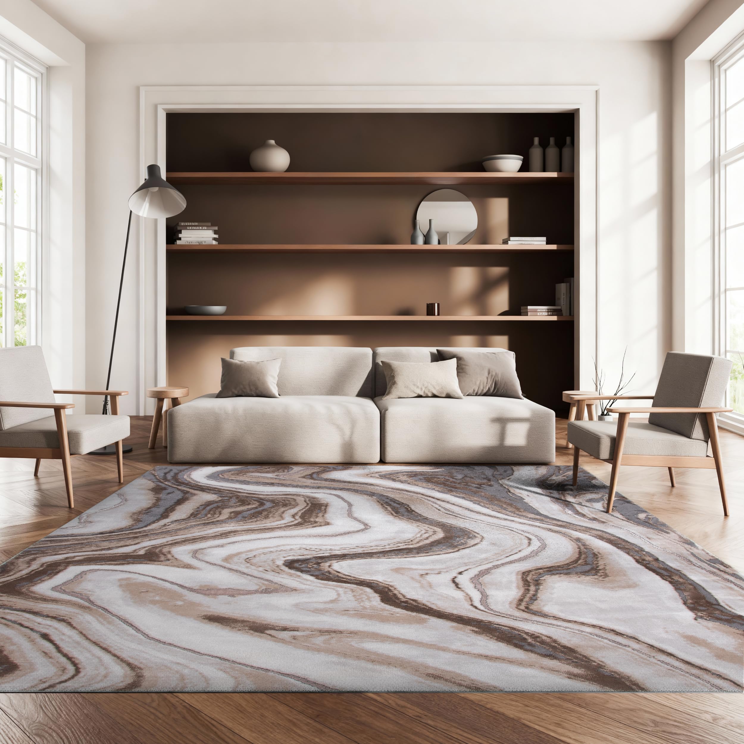 SAFAVIEH Craft Collection Area Rug - 8' x 10', Gold & Grey, Modern Abstract Design, Non-Shedding & Easy Care, Ideal for High Traffic Areas in Living Room, Bedroom (CFT819D) Image