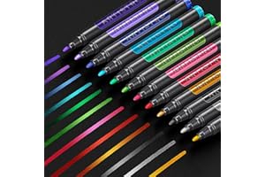 ARTISTRO 12 Metallic Acrylic Paint Markers - Medium Point Paint Pens for Rock, Wood, Glass, Ceramic, Black Paper, Scrapbooking Crafts, Card Making, DIY Photo Album, Ceramic