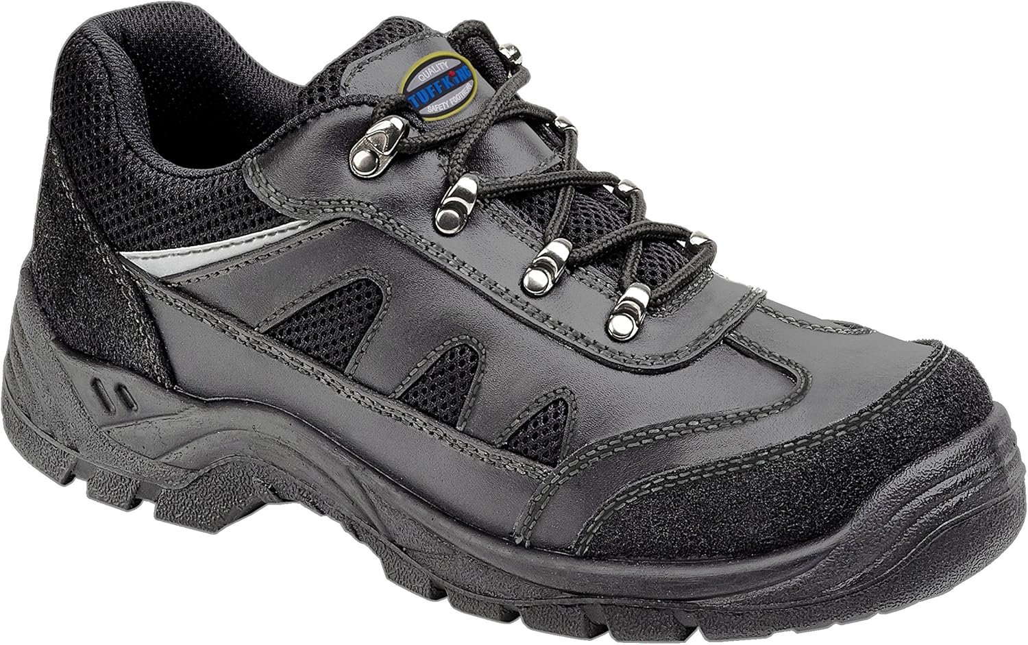 black leather work trainers